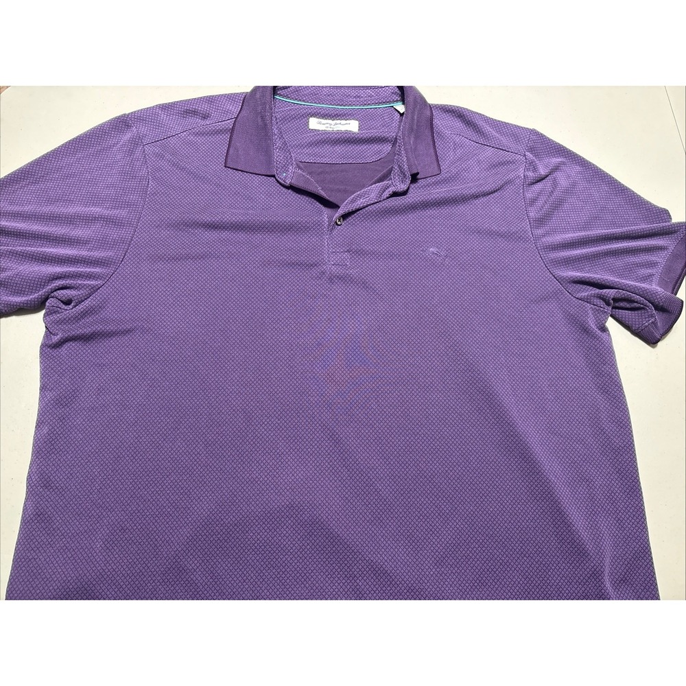 Tommy Bahama Polo Shirt Mens 2XL Big Purple IslandZone Performance Golf CoolMax